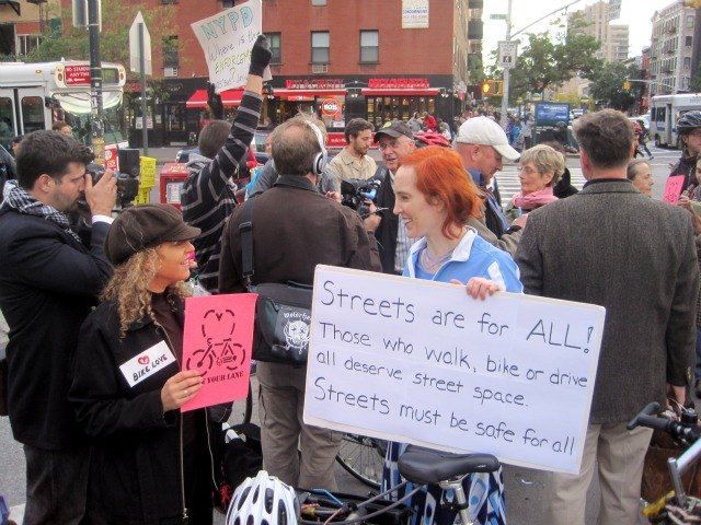 Bike lane opponents and supporters converge in the East Village